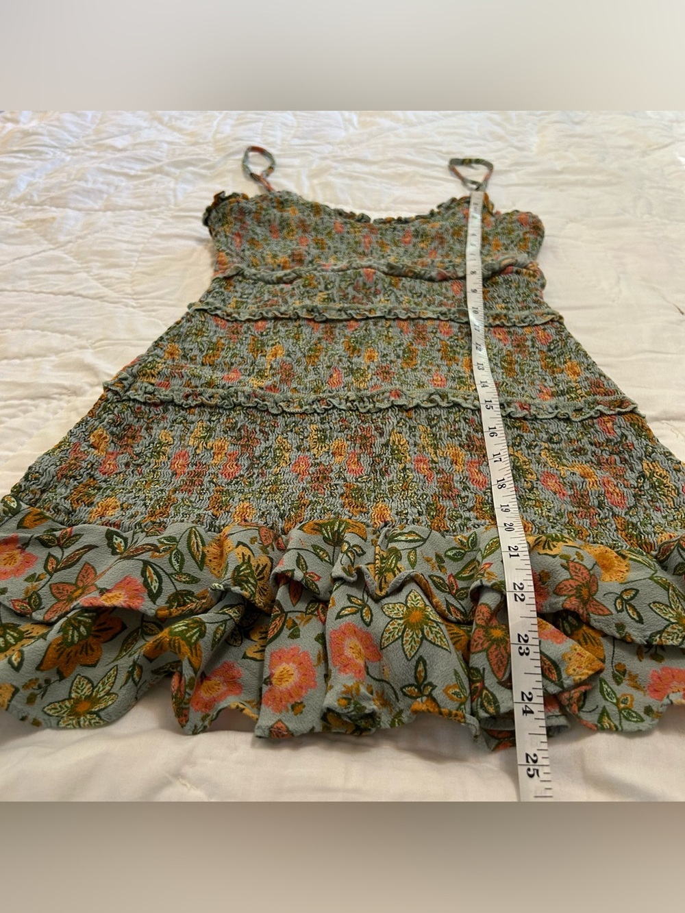 VICI Floral Smocked Mini Dress Womens S Tiered Ruffle Cottagecore Sundress - Picture 7 of 10